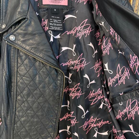 Harley Davidson Pink Label Swarovski Crystal Leather Biker Jacket Womens M - Picture 12 of 17